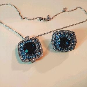 London blue & sky blue topaz necklace/ring set